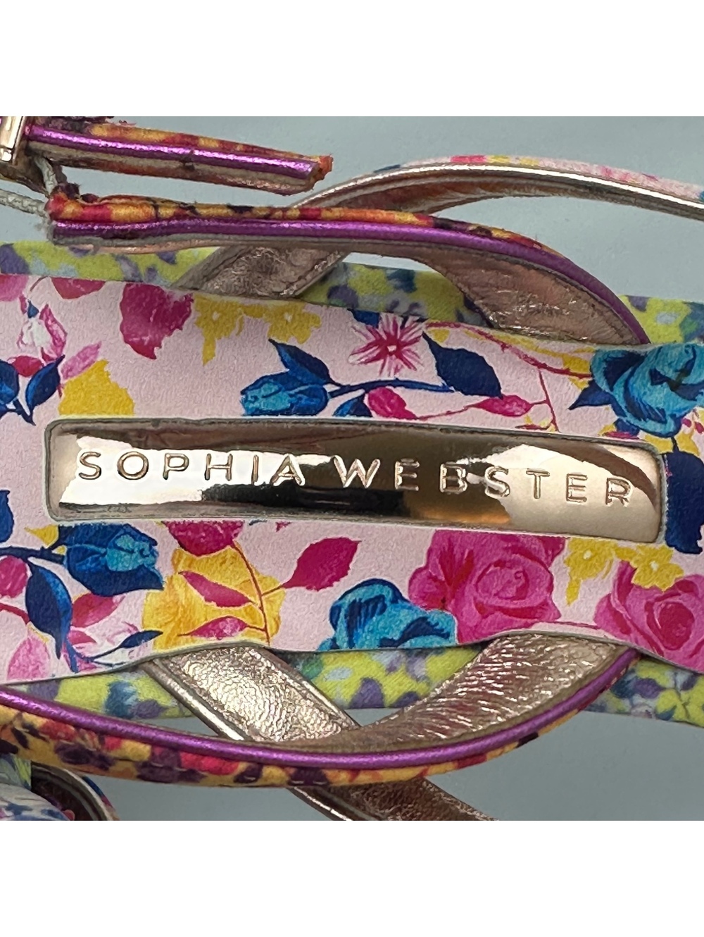 Sophia Webster Laurellie Floral Silk & Leather Slingback Sandals EU 40 US 9 - Picture 8 of 14